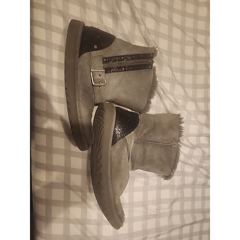 Ugg Australia 1004271 Women's Sheepskin Glitter Zip US 7 Black Ankle Boots